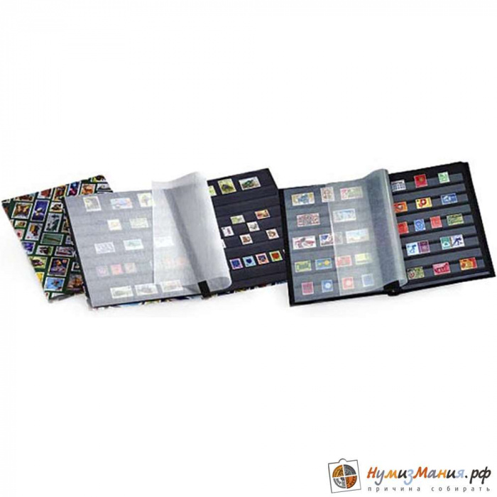 Альбом для марок Hobby S 4/8 (8 черных листов с прокладками из прозрачной
